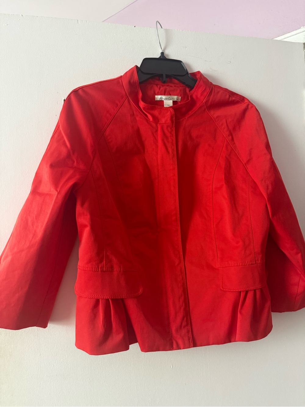 Kenneth Cole Red Peplum Cotton Blend Jacket